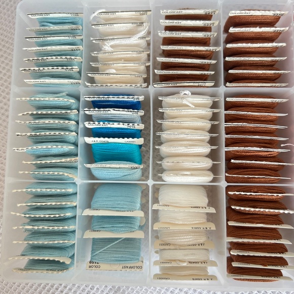 Embroidery Floss Cross Stitch Thread Lot 116 On Cards Pink Blue Brown with Case - Picture 2 of 6